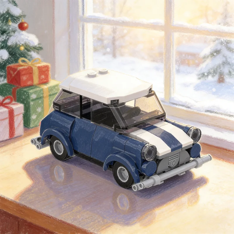 104 pçs moc mini cooper cidade campeões modelo blocos de construção arquitetura diy brinquedos criativos educação ideia presente natal