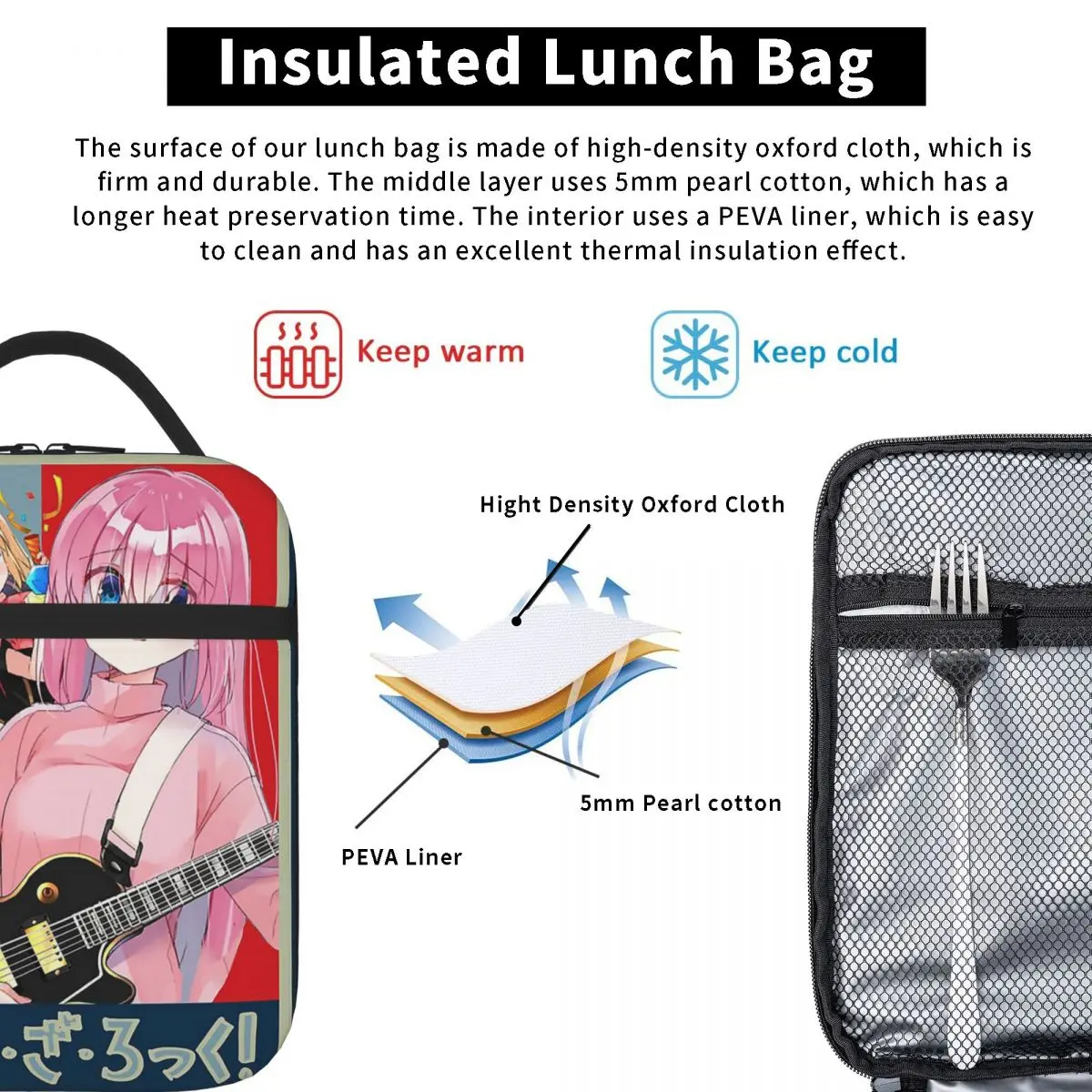 The Rock Chronfurniture Bocchi CompleFunny Lunch Bags, Fourre-tout isotherme, Sac thermique portable, Sacs de pique-nique pour femme, Travail, Enfants