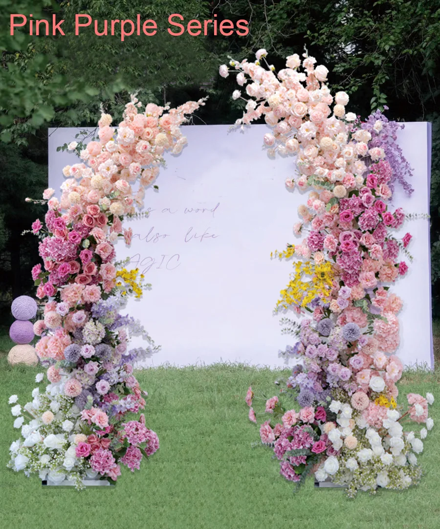 Imagem -05 - Arranjo Floral de Luxo para Casamento Série Rosa Roxa Hortênsia Roxa Delphinium Fundo Vitrine Adereços do Arco do Evento