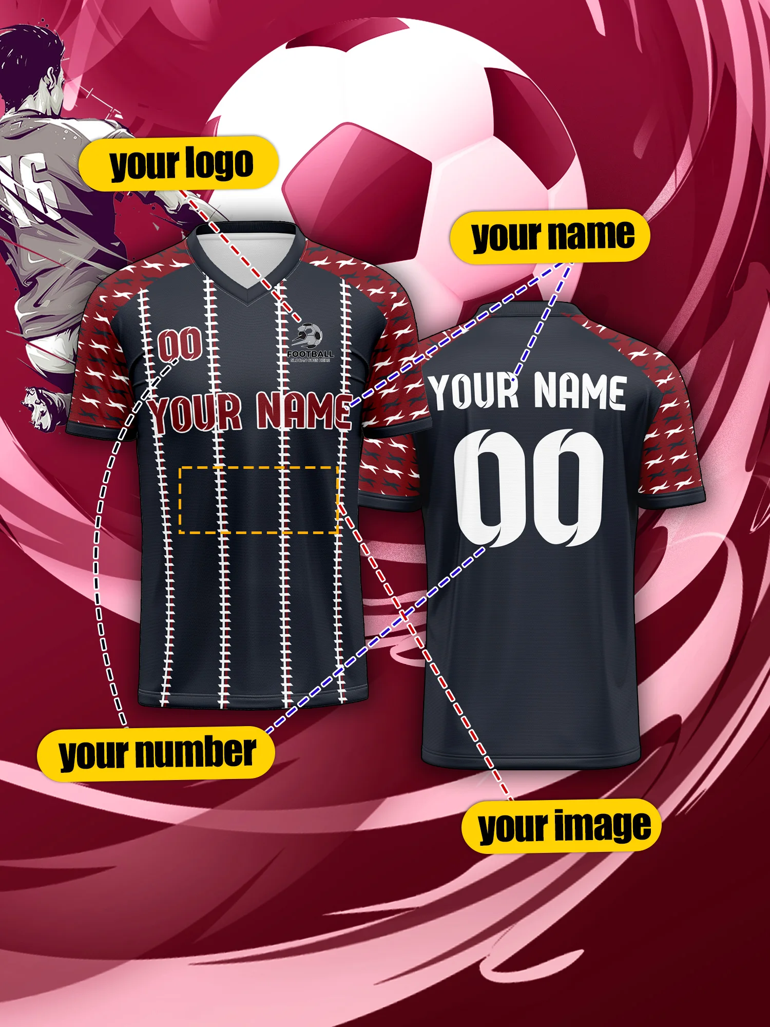 

2026 Children's Custom Name and Number Sports V-Neck Jersey, Quick-Drying, Stylish, Heat-Sublimation Technology, Casual Wear