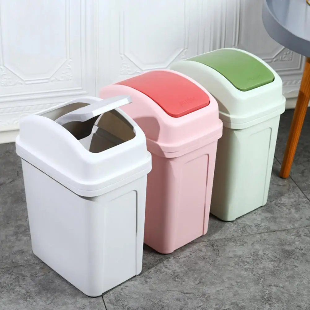 Garbage with Swing Lid Dual Swing Lid Trash Capacity Swing Cover Garbage for Home Kitchen Hotel Office Durable for Bathroom