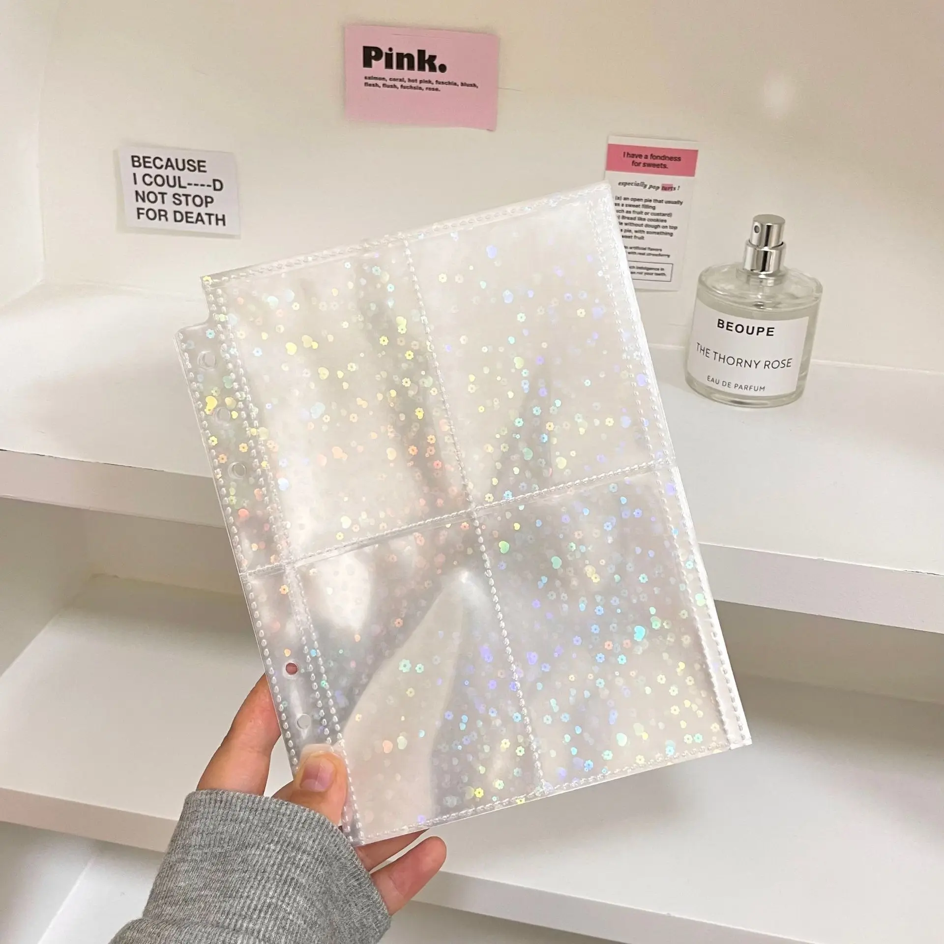 A5 10PCS Laser Transparent File Holder Notebook 6 Hole Loose Leaf DIY Document Bag Binder Rings PVC Storage Binding Folder