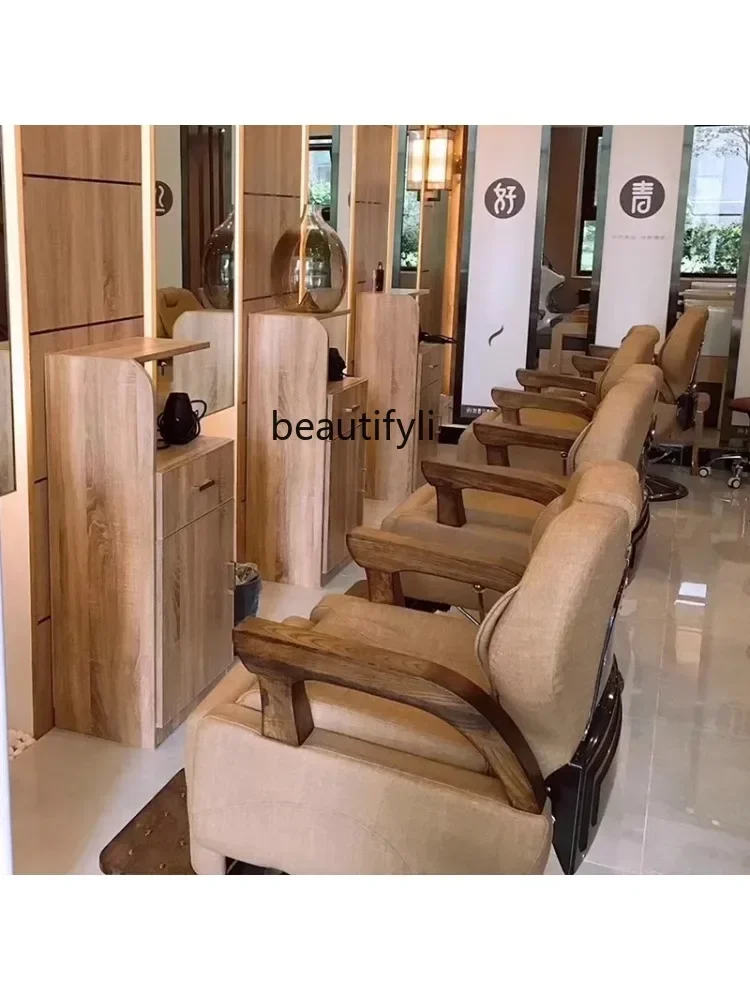 Hair Care Center Dedicated Head Hair Care Chair Barber Shop Chair Solid Wood Beauty Hair Cutting Can Be Put down Chair