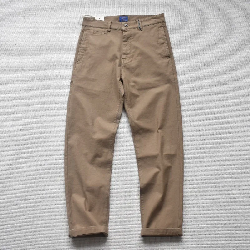 

2026 Spring Autumn Stretch Washed Comfort Simple Elegant Casual Trousers for Men American Retro Regular Straight Workwear Pants