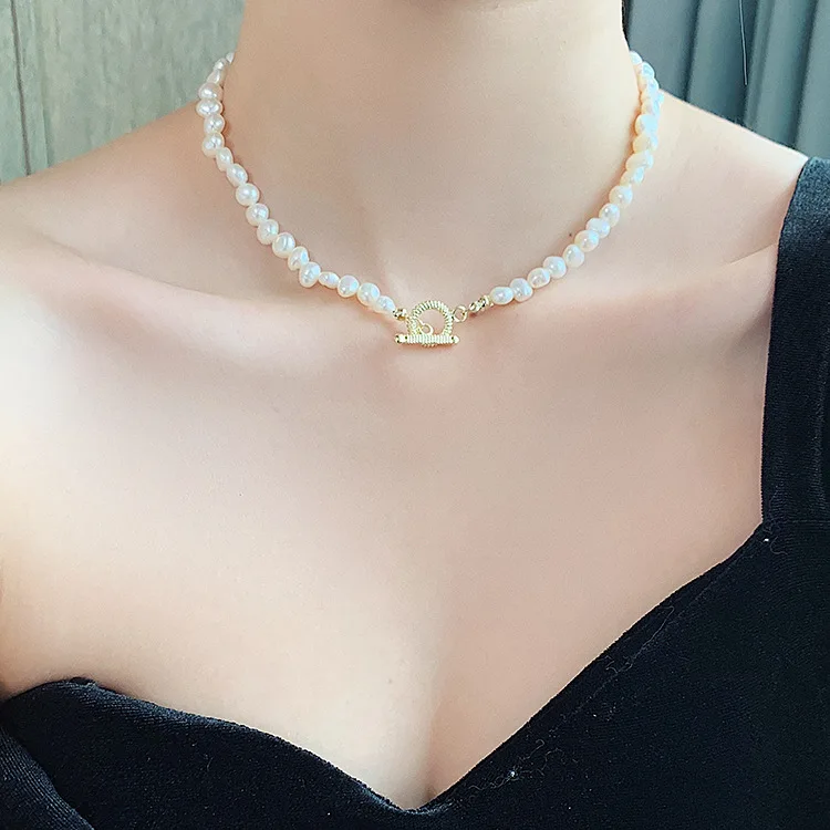 Promotion Natural Baroque Freshwater Pearl Simple Design 14K Gold Filled Female Jewelry Sets For Women Necklace Bracelet