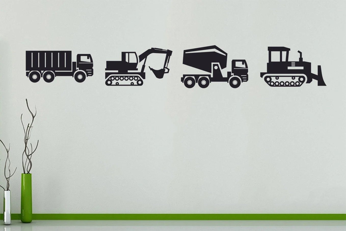 Work Trucks Building Construction Vehicles Digger Removeable wall  Decal Decor sticker
