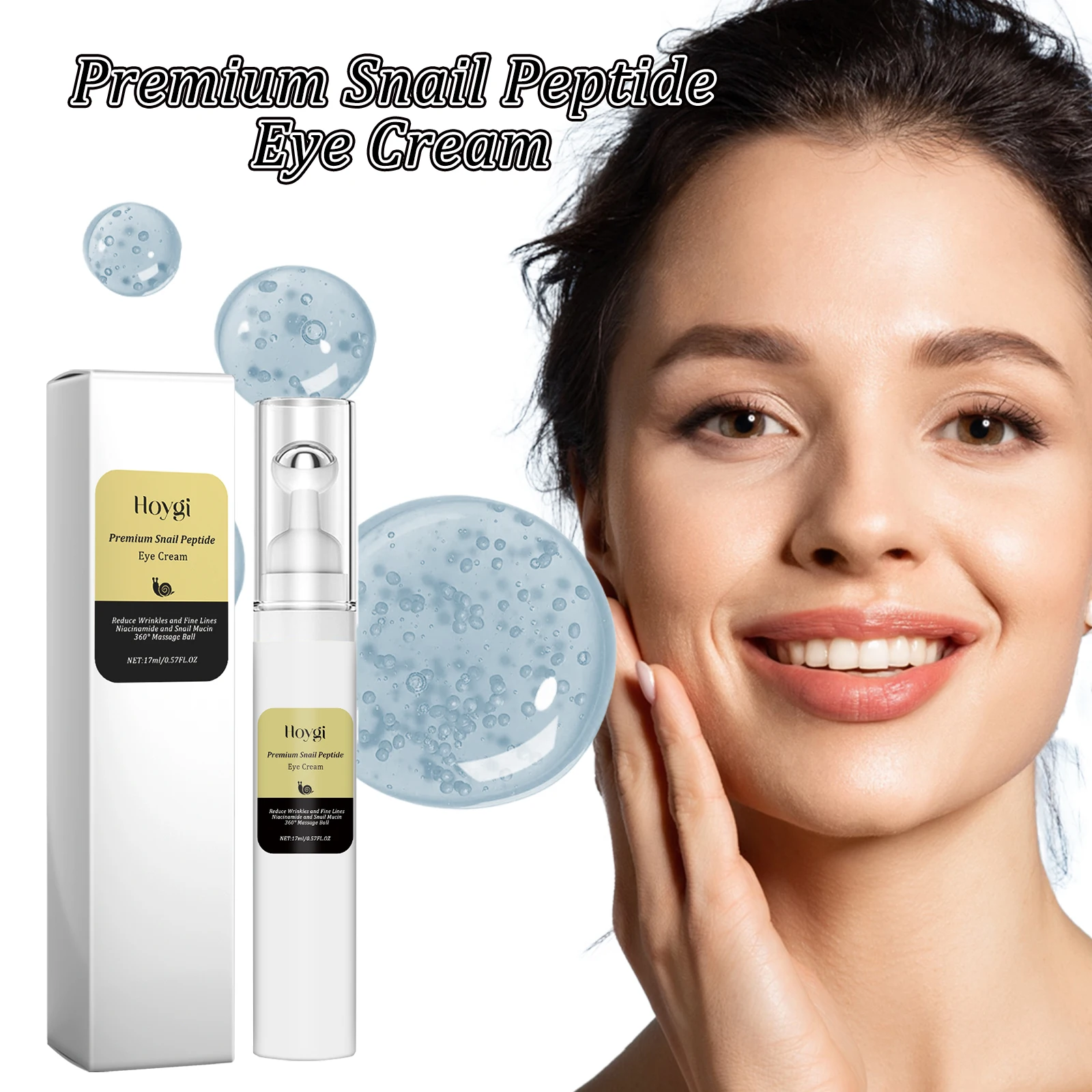 

Snail Peptide Eye Cream Deeply Nourishing Firming and Hydrating Skin Fading Puffiness Fine Lines Eye Skin Roller Massage Care