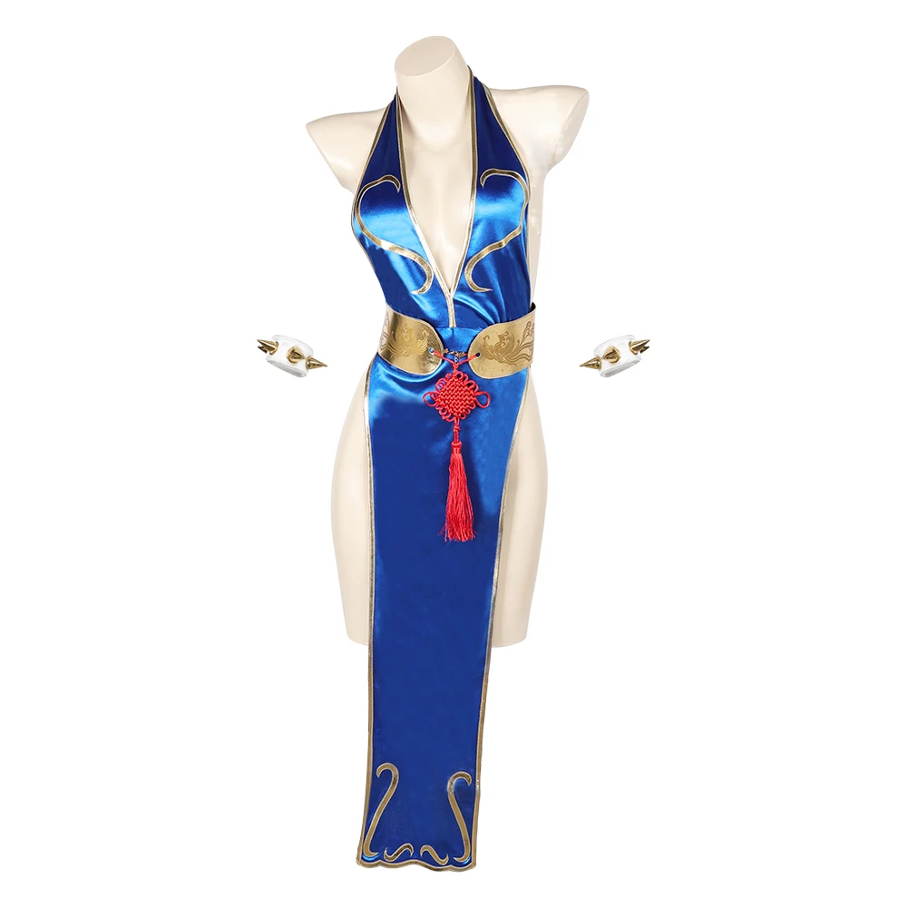 Game SF Chun Li Cosplay Sexy Lingerie Costume Fighter Sexy Cheongsam High Slit Dress Women Girls Outfits Halloween Carnival Suit