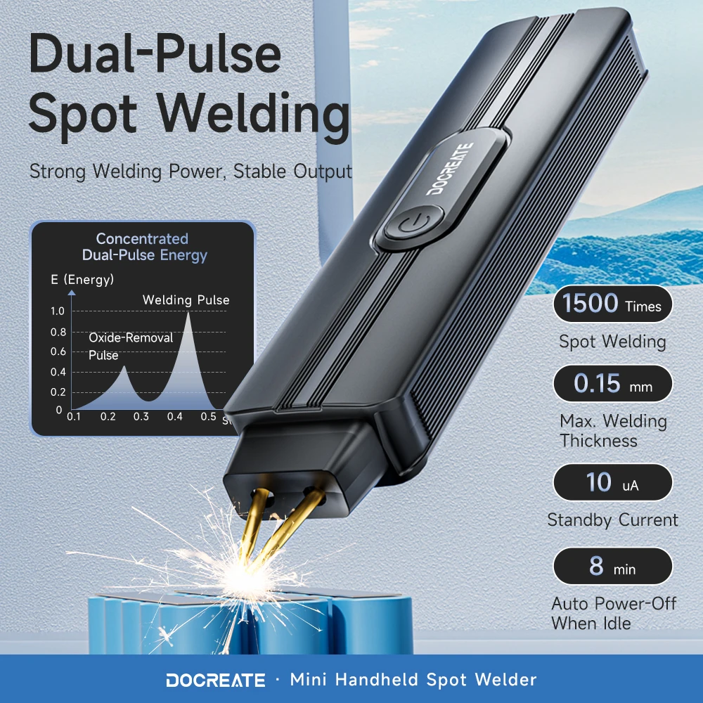 Portable Handheld Spot Welder & 800A Mini Battery Welding Tool with 9 Gears & LED Indicator & Type-C Charging for Nickel Sheet