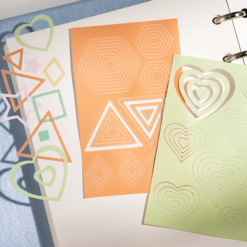 Mr.Paper 20Pcs/Bag Dopamine Color Border Die-Cut Stickers Geometric Frame for Journal Scrapbook & Planner Decoration