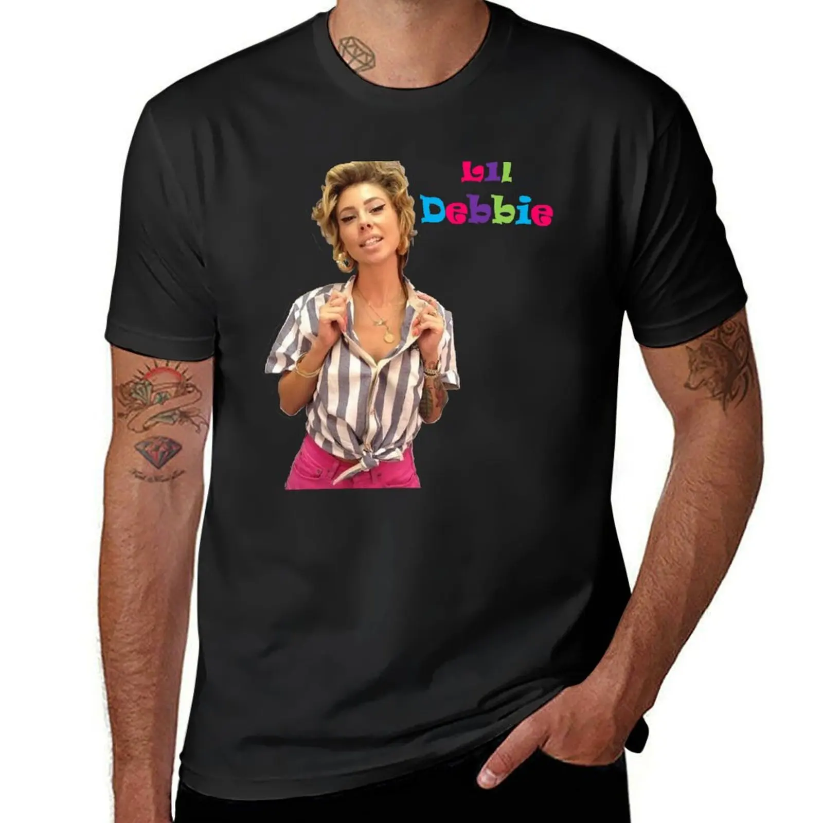 Lil Debbie-Camisetas pretas bonitas para homens, roupas vintage, camiseta pesada