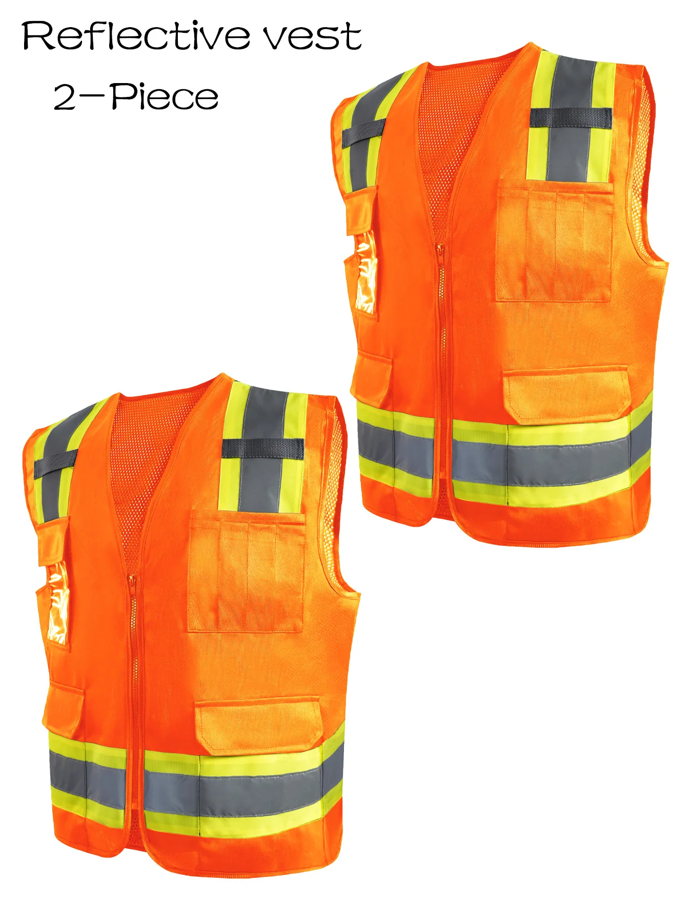 Reflective Safety Vest for Men Women Hi Vis Construction Work Vest with 4 Pockets Zipper Front Breathable Mesh