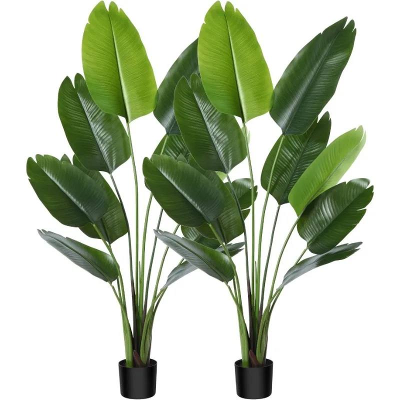 

Artificial Bird of Paradise Plant 4 Feet Fake Tropical Palm Tree with 8 Leaves,Perfect Faux Plants in Pot for Indoor Outdoor