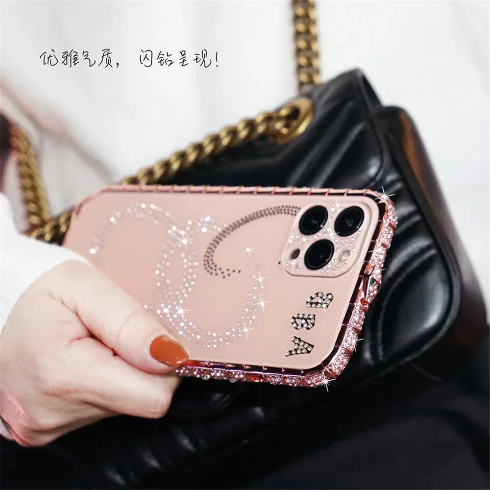 Glitter Rhinestone Diamond Cover Shockproof Metal Bumper Case For iPhone 11 12 13 14 15  Pro Max X Xs Xr Xs Max 14 15 Plus Case