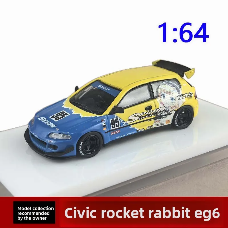 

Diecast 1:64 Scale Pandem Civic Rocket Rabbit EG6 for Honda Car Model Collectible Toy Gift Souvenir Display Ornament