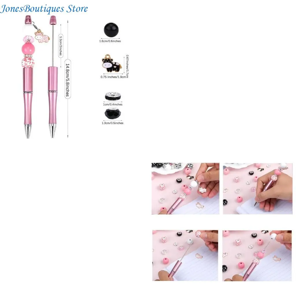 

18x Cow Beadable Pens DIY Pen Making Beadable Ballpoint Pen for Girl W8KE