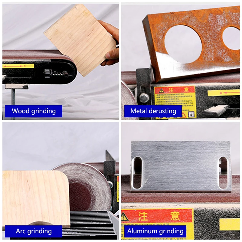 110V/220V Polishing Belt Disc Sander Disc Bench Sanding 0-90°Adjustable Table Belt Sander machine Combination for Wood Working