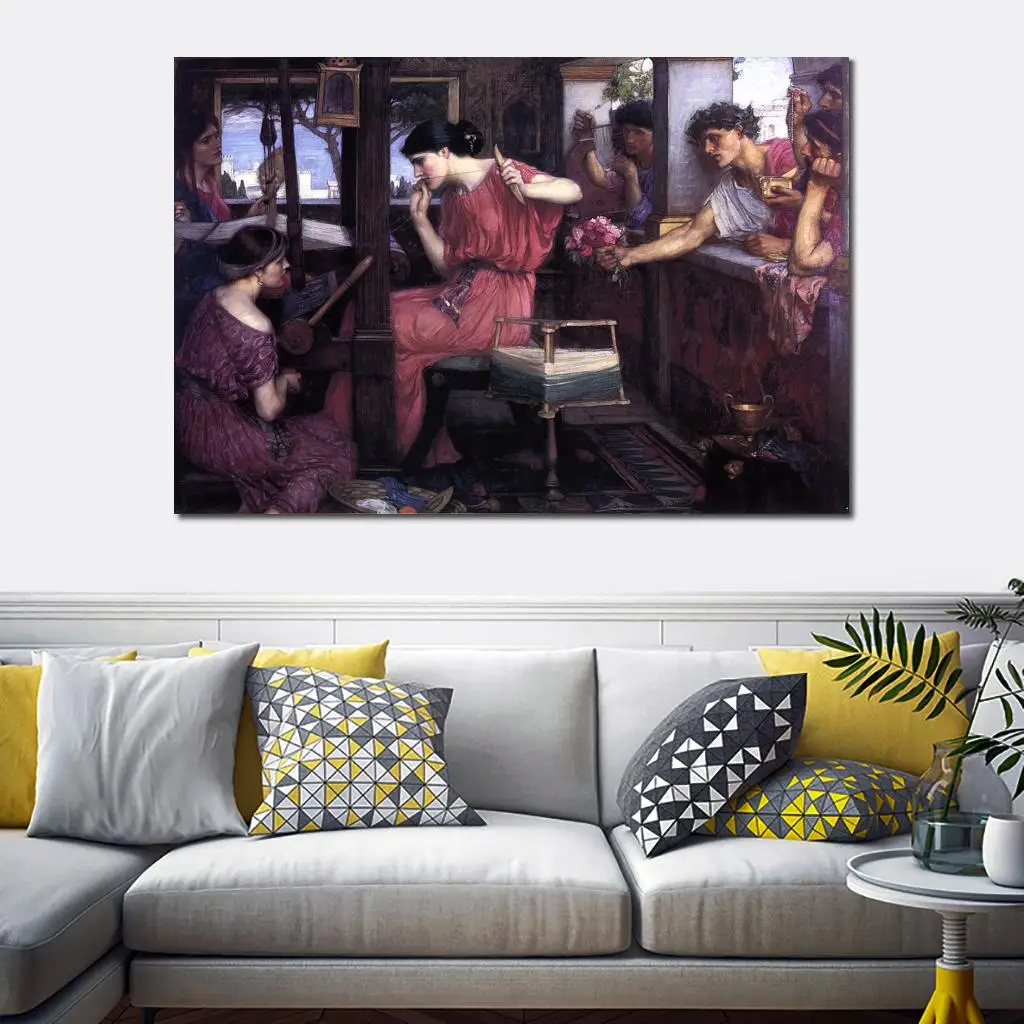 Portrait art abstract Penelope and the Suitors by John William Waterhouse High quality Handmade