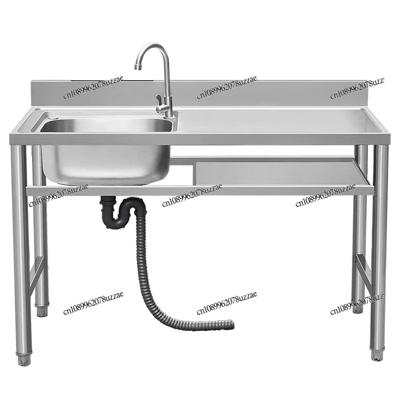 

Kitchen Stainless Steel Sink Vegetable Sink Dishbasin Countertop Integrated Molding Single Slot Double Platform with Bracket