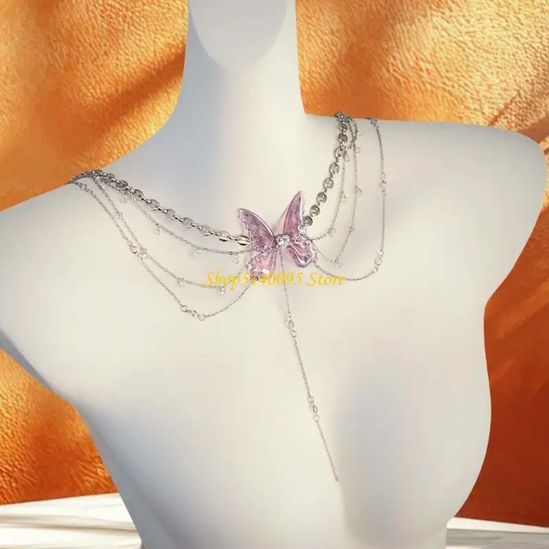 DXAE Butterfly CHELIST CHAIN JOLLEDRIALY مجوهرات أنيقة للنساء مجوهرات