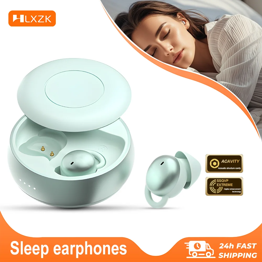 سماعات نوم محمولة من السيليكون الناعم مزودة بتقنية البلوتوث 5.4 صوت خارجي معزول صوت Hifi غامر لارتداء مريح طوال الليل