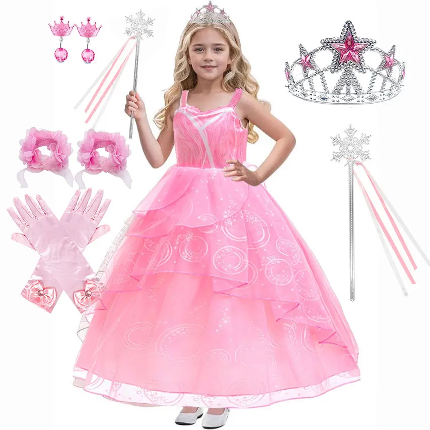 2025, neues Film-Rollenspiel-Kostüm, Glinda-Kleid, böse inspiriert, rosa Prinzessin, Ballkleid, Mädchen, Karneval, Art Wizard, bezauberndes Kleid