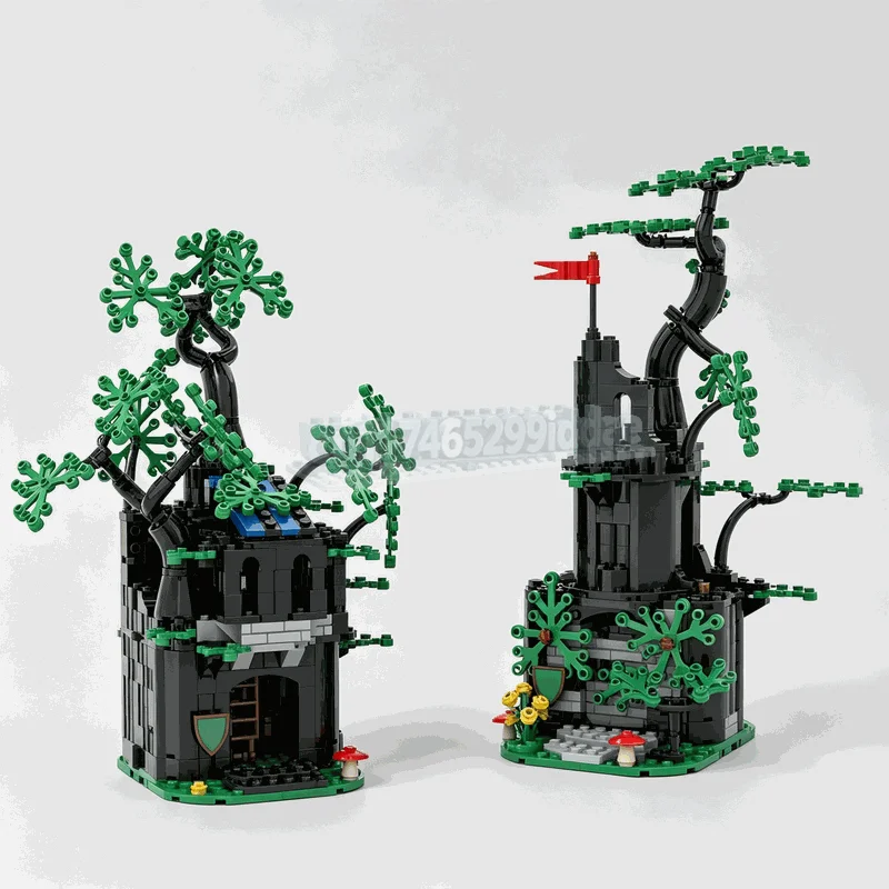516PCS MOC Medieval Forest Tree Fortress Hideout Ranger 2In1 Tower Model Custom Building Blocks DIY Creative Assembly Toy Gift