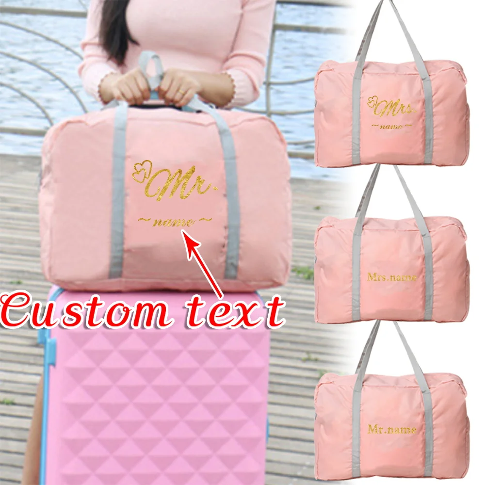 

Personalized Customized Name Large Capacity Travel Bag Gold Letter Series Foldable Waterproof Multi Functional Travel Bag