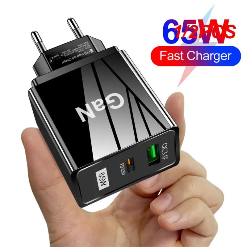 1/2PCS 65W GaN Fast Charge Adapter For MacBook Laptop Type C PD Quick Charger For 13 11 iPad