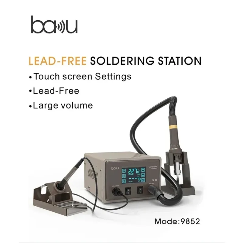 

[2026] Hot Sale For For Suitable For BA-9852 Hot Air , Electric Soldering Iron, 2-in-1 Disassembly Soldering Station, Mobile