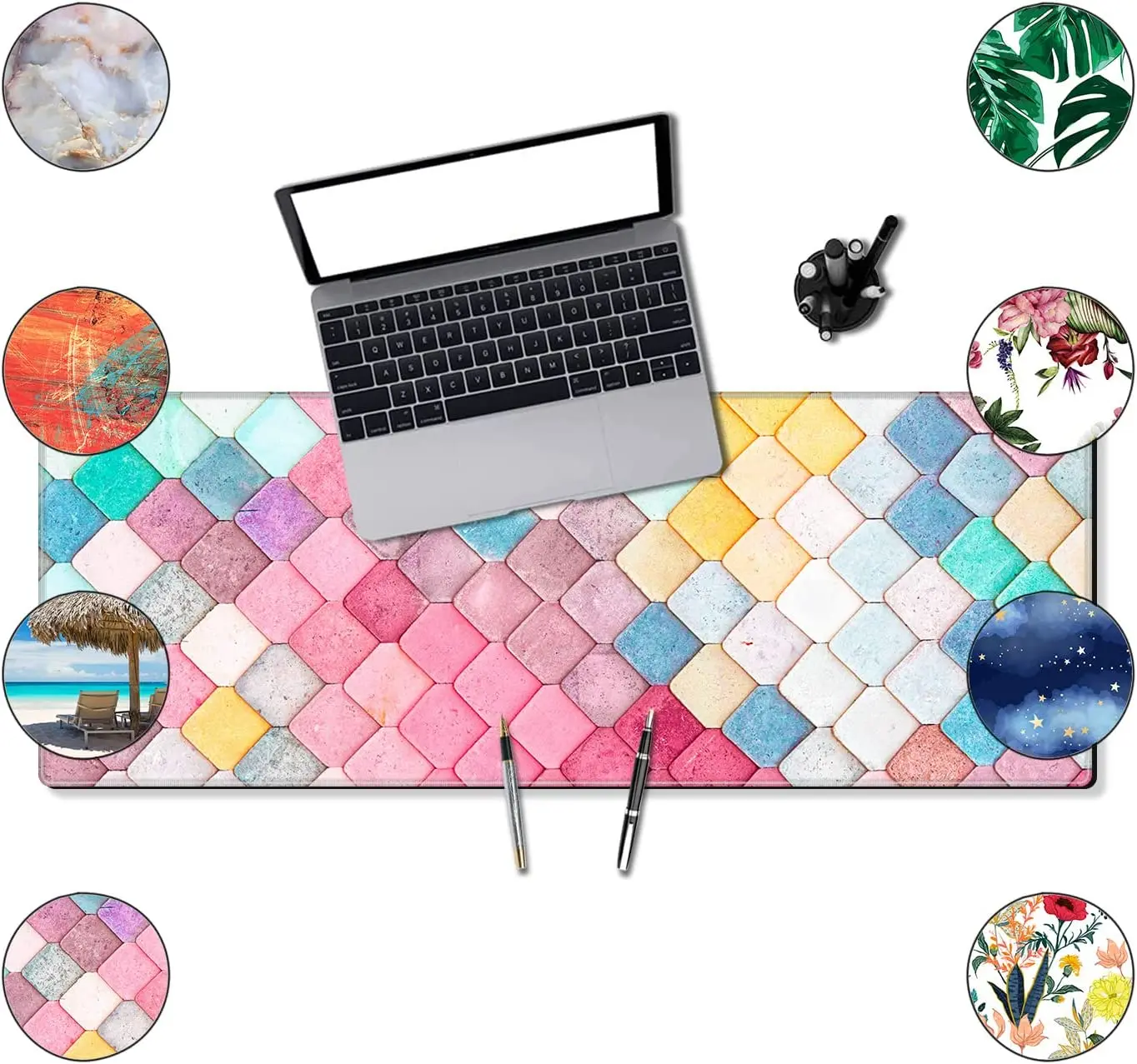 Gaming Mouse Pad Large Size 31.5 X 11.8X 0.12inches Desk Mousepad with Personalized Design for Laptop - Mermaid Scales