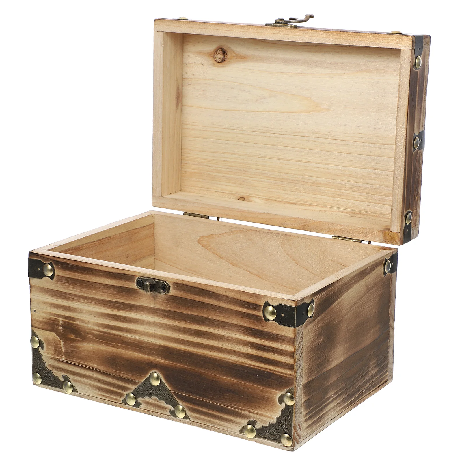 

Vintage Wooden Pirate Treasure Chest Jewelry Storage Box Decorative Keepsake Organizer Retro Trinket Holder for Room Decor