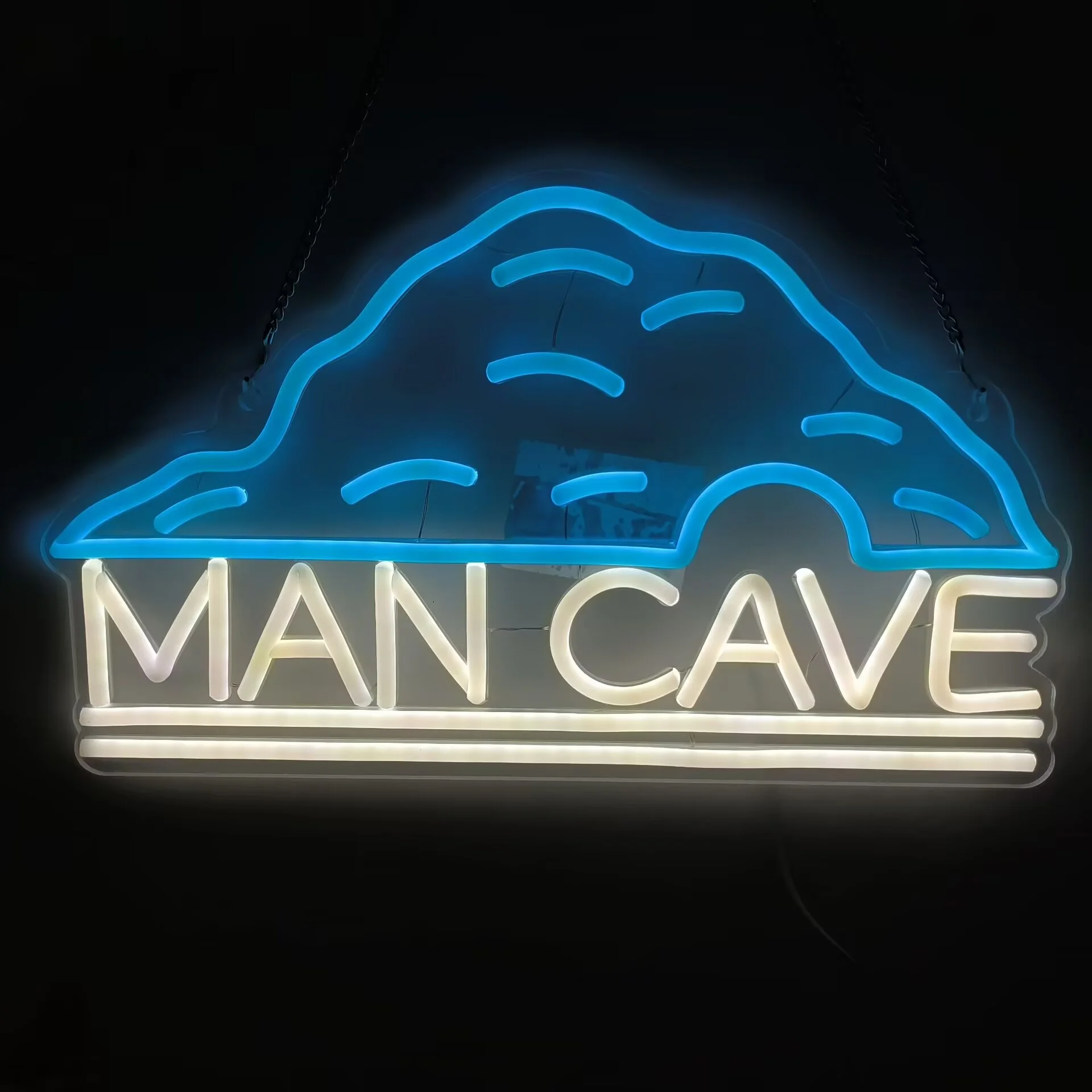Man Cave Neon Sign LED Wall Art Hanging Chain USB Powered  Home Bar Garage Game Room Bachelor Pad Lounge Aesthetic Decor