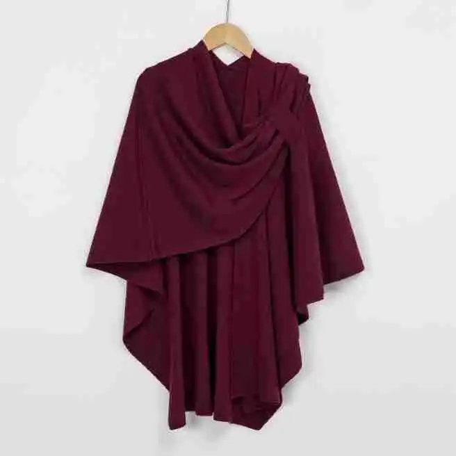 Chal elegante envuelve Poncho frontal abierto suave para mujer capa holgada con cuello en V Casual Color sólido Poncho frontal abierto suave camisa de murciélago Casual