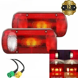 2PCS 12V 5 Functions Trailer Rear Tail Light Stop Brake Light Turn Signal Lamp 35cm 5 Core Cable Truck Caravan Lorry Van RV