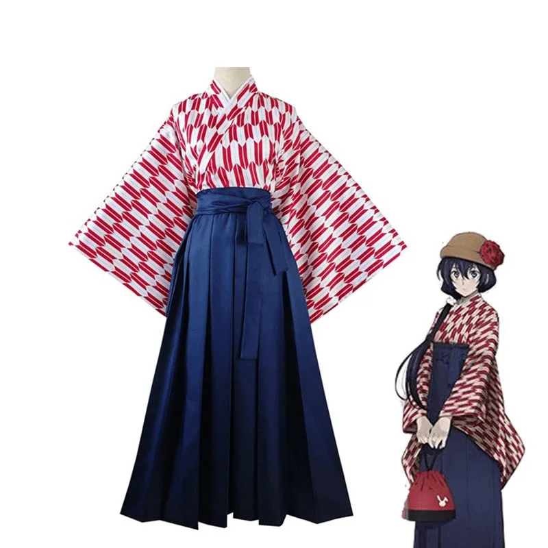 

Anime Bungo Stray Dogs Izumi Kyouka Cosplay Costume Wig Japanese Kimono Graduation Trip Skirt Woman Halloween Roleplay Suit