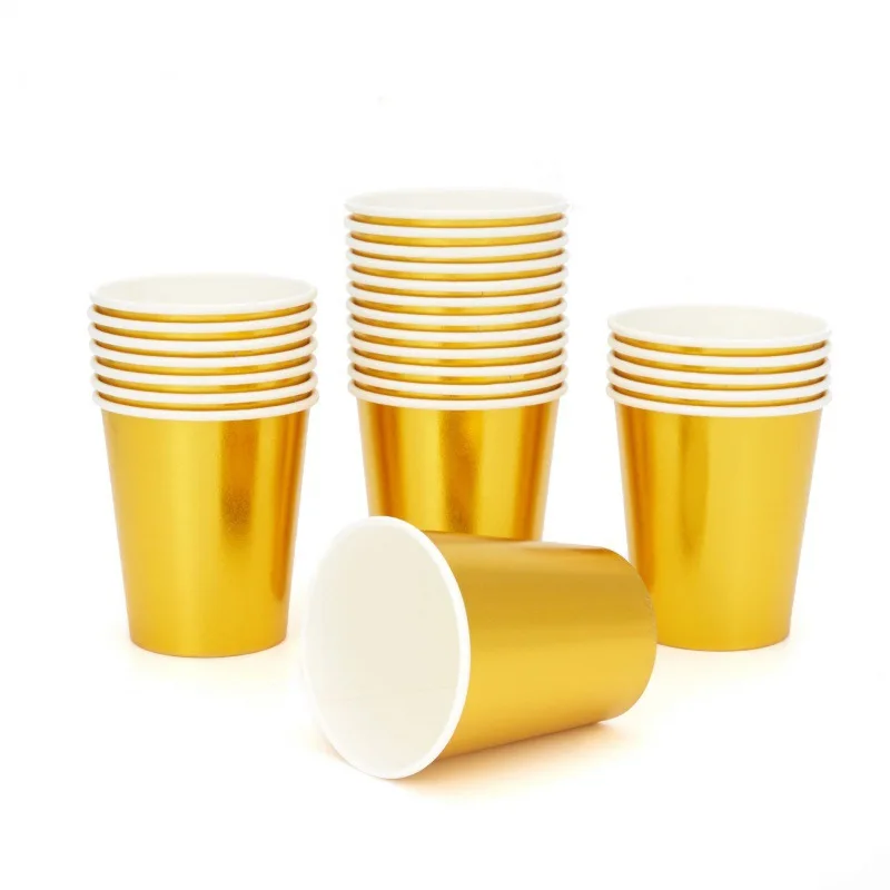 Gold Cup Birthday Party Decorations Disposable Tableware Paper Plate Tablecloth Cups For Kids Baby Shower Party Supplies