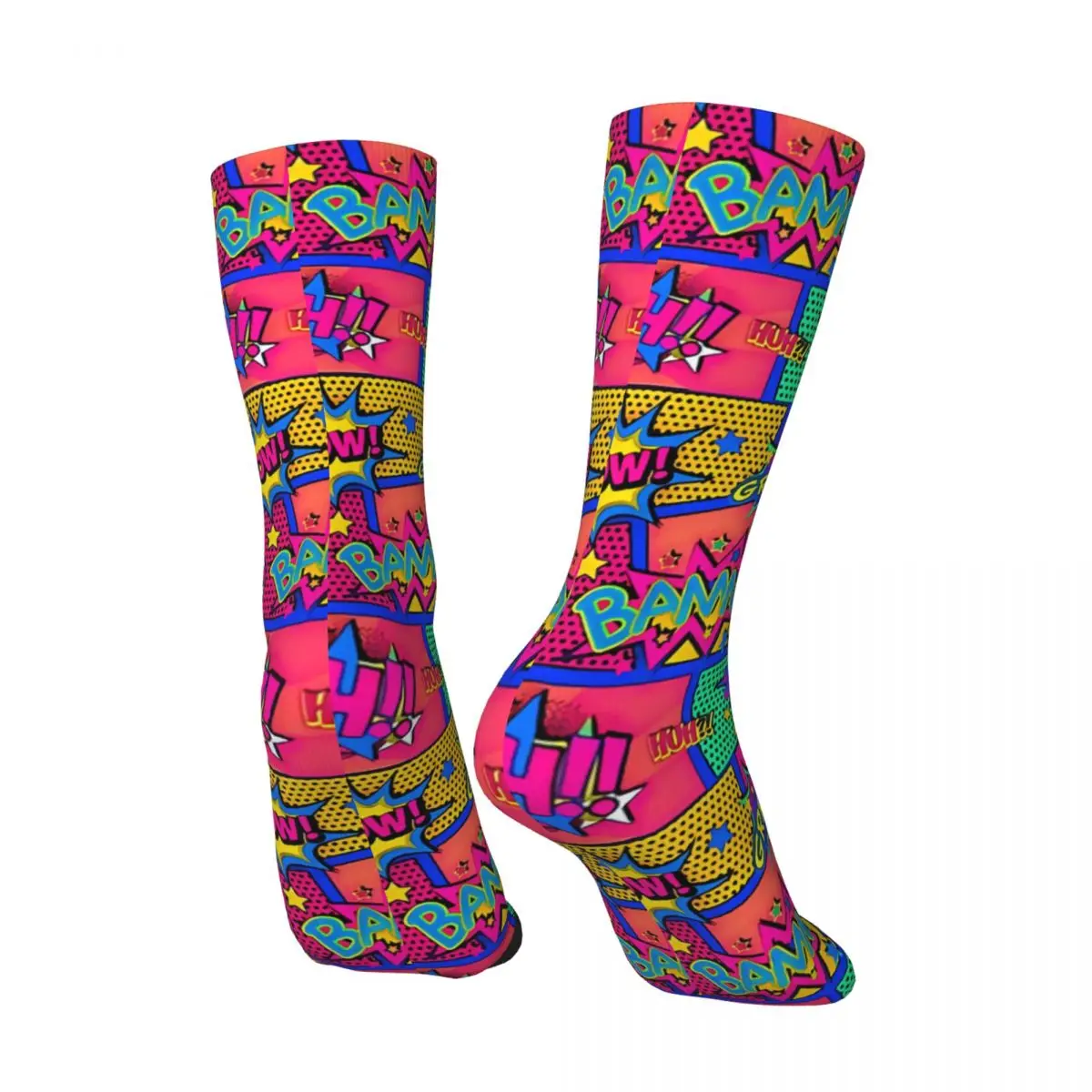 Hip Hop Retro Colorful Comic Book Panels Crazy Men's Socks Unisex Comic Book Lover Harajuku Seamless Printed Novelty Crew Sock