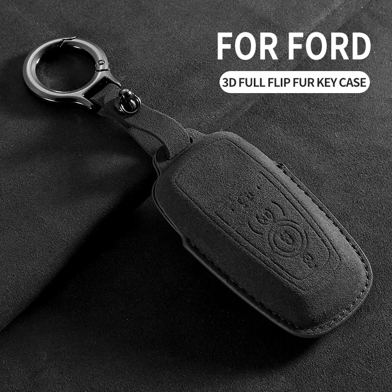 

Suede Car Key Cover Case for Ford Maverick Focus Edge Explorer Everest Fusion Mondeo Mustang Raptor Bronco Ranger KA Fiesta Kuga