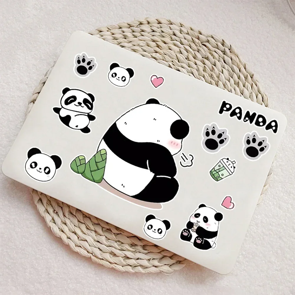 Panda Cartoon Electric Bike Car Stickers Laptop Computer IPad Decor Home Storage Box Refrigerator Room Door Sticker Kids Gifts