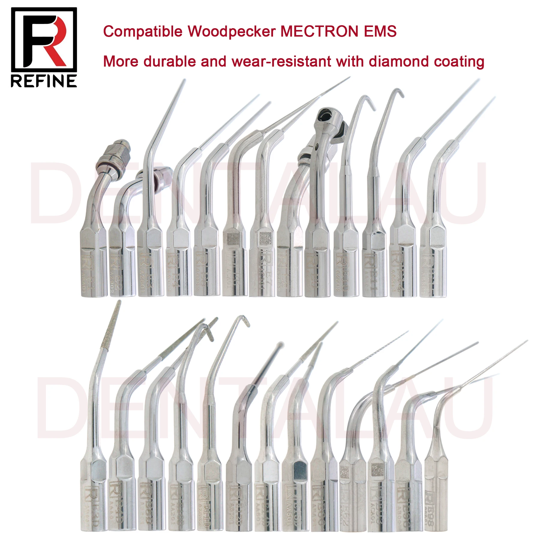 

REFINE Dental Ultrasonic Scaler Insert Scaling Diamond Tips For Woodpecker MECTRON EMS E-Series High Quality