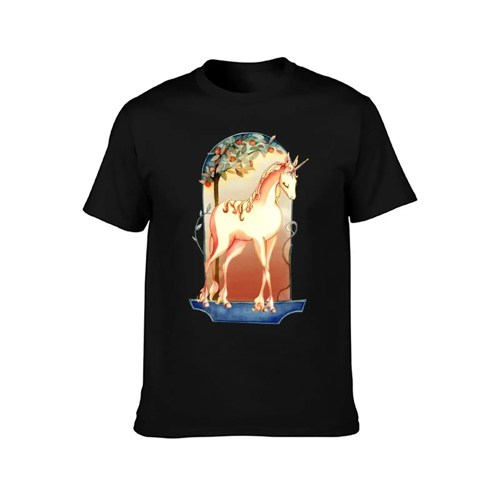 The Last Unicorn Under A Sunlit Tree T-Shirt shirts graphic blacks T-shirts for men cotton