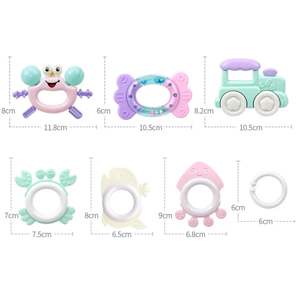 

12pcs Handbell Rattle Molar Teethers Soothing Gum Relief Durable Easy Clean Toddler Teething Newborn Safe Educational