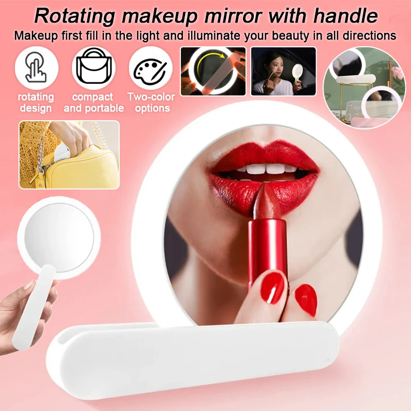 مرآة مكياج محمولة رائجة البيع مع قيمة جمالية خفيفة عالية مدمجة بإضاءة LED للسفر ومرآة مكياج صغيرة قابلة للطي #1
