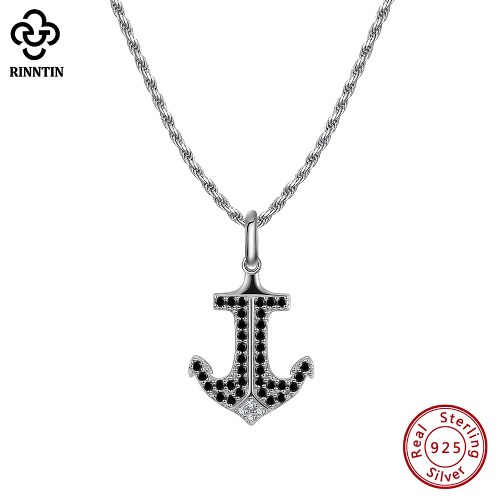 

Rinntin Genuine 925 Sterling Silver Anchor Necklace for Men Women Vintage Nautical Navy Mooring Pendant Jewelry Gift NMN10