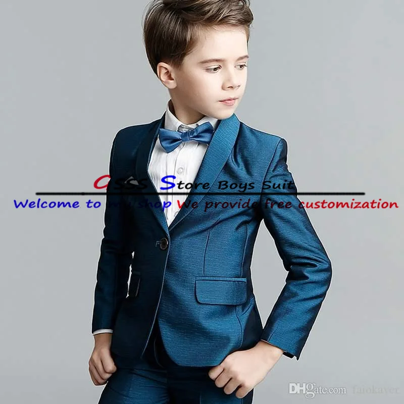 Formal Boys Suits 2 Piece Lapel Blazer Pants Set Wedding Tuxedos Kids Party Jackets Set Custom Whole Outfits 3-16 Years Old