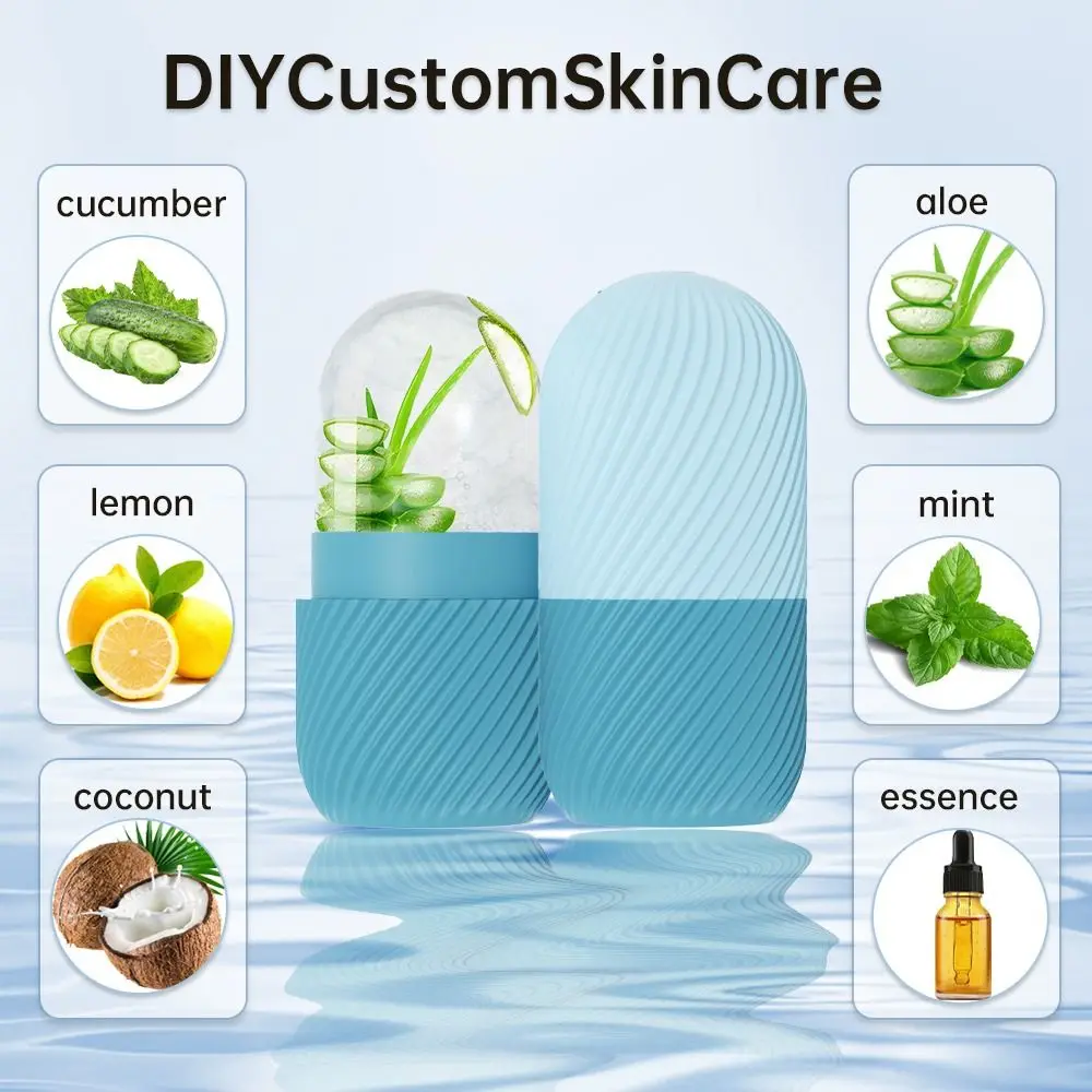 얼굴 붓기를 줄이기위한 새로운 실리콘 아이스 롤러 재사용 가능한 얼음 얼굴 롤러 마사지 뷰티 도구 아이스 큐브 트레이 뷰티