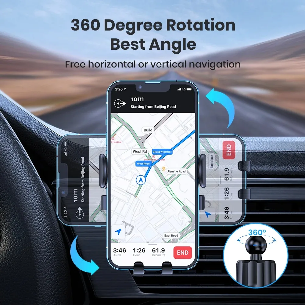 New Car Phone Holder Stand Mount Upgrade Auto Locking Universal Phone Holder with Hook Clip for Car Air Vent for iPhone Samsung images - 6