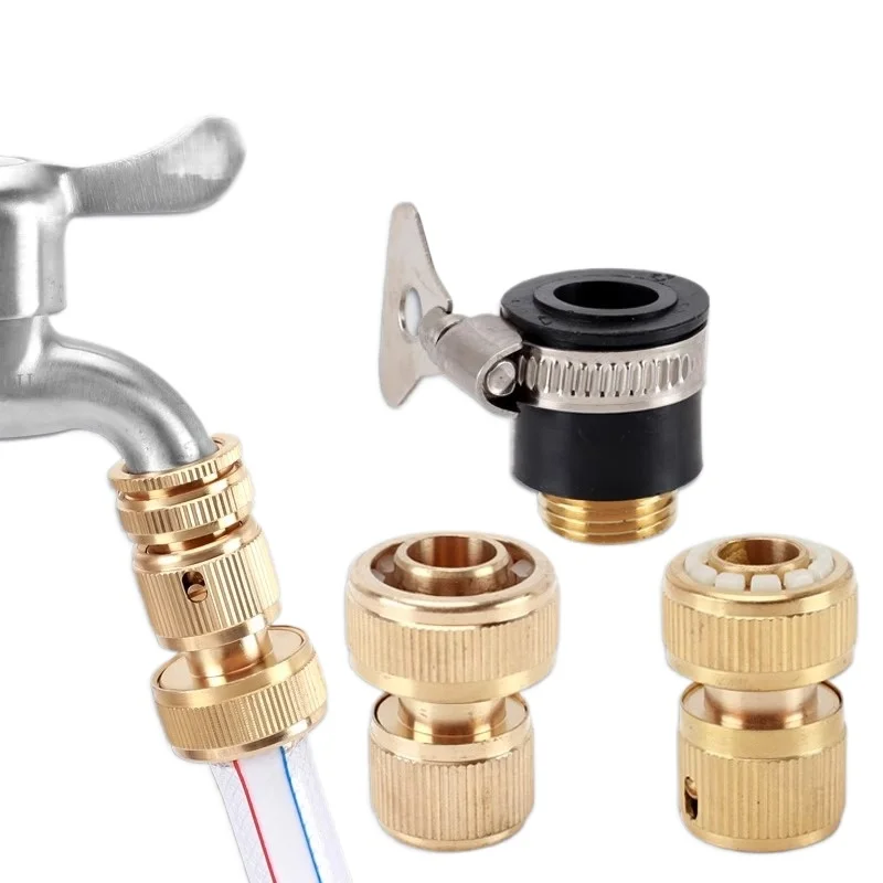 النحاس ارتفاع ضغط غسيل السيارات موصل تدفق المياه اقتران الحلمة 4/6 نقاط غسالة صنبور العالمي خرطوم اكسسوارات غسيل السيارات #3