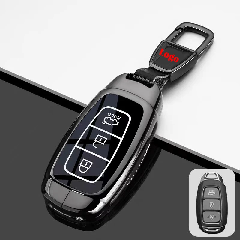 

Zinc Alloy Car Key Cover Case Shell for Hyundai Ix35 Kona Encino Solaris Azera Accent TM Palisade Santa Fe Smart Key Fob for Man